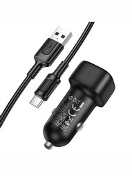 BOROFONE BZ34 + кабель Type-C 1m QC 3.0 USB 18W черный автомобильное ЗУ