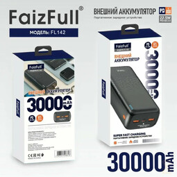 FAIZFULL FL142  30000mAh 22.5W QC3.0 черный аккумулятор внешний