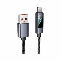 HOCO X112 USB-A to USB-C Black нейлон дисплей 1m. кабель